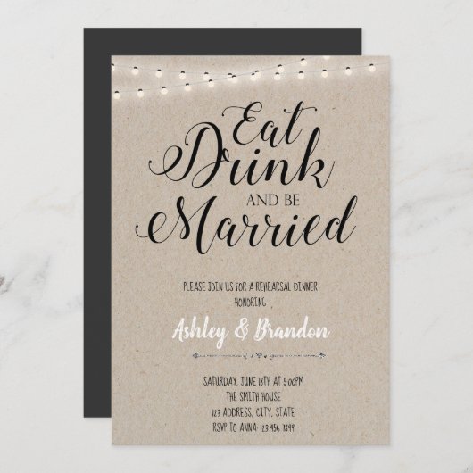 Eet drink en wordt binnenkort uitgenodigd om te tr kaart (Voorkant / Achterkant)