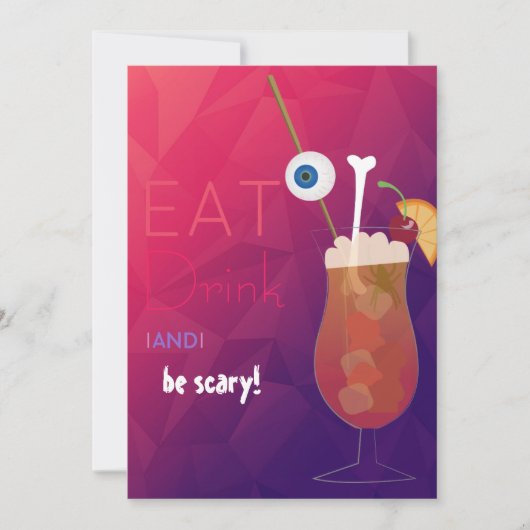 Eet, Drink en zijn eng Adult Halloween Party Kaart (Voorkant)