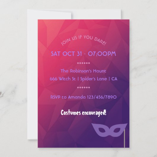 Eet, Drink en zijn eng Adult Halloween Party Kaart (Achterkant)