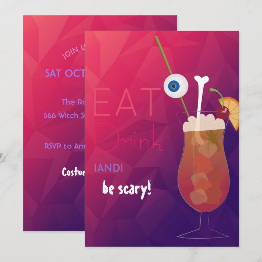 Eet, Drink en zijn eng Adult Halloween Party Kaart (Voorkant / Achterkant)
