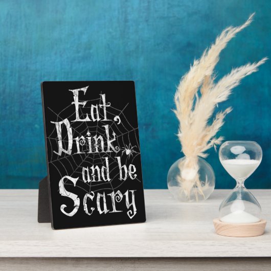 Eet, Drink en zijn eng Halloween Funny Spider Web Fotoplaat (Zijkant)