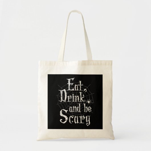 Eet, Drink en zijn eng Halloween Funny Spider Web Tote Bag (Voorkant)