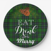Eet Drink en zijn Merry-green buffalo plaid Papieren Bordje (Voorkant)