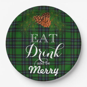 Eet Drink en zijn Merry-green buffalo plaid Papieren Bordje