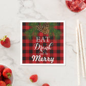 Eet Drink en zijn Merry, rood-zwarte tartan, pinec Servet (Insitu)