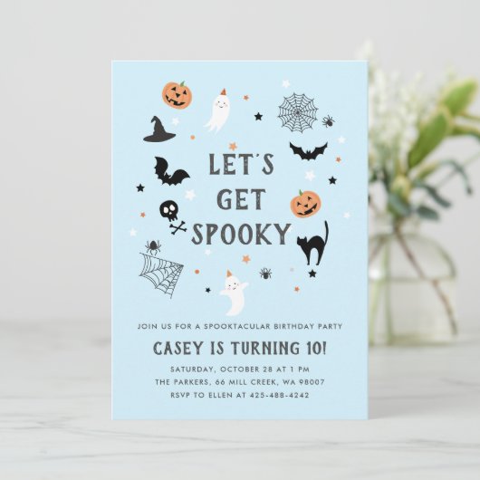 Eet drink eng verjaardag Halloween Blauw Kaart (Staand voorkant)