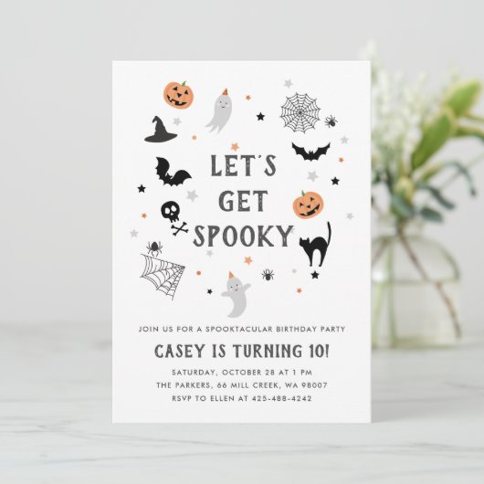 Eet drink eng verjaardag Halloween wit Kaart (Staand voorkant)