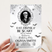 Eet Drink & Enge Gotische Halloween Verjaardagsfee Kaart