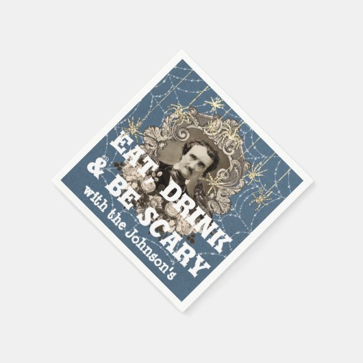 Eet Drink Enge Spin Halloween Kraft Web Blauw Servet (Hoek)