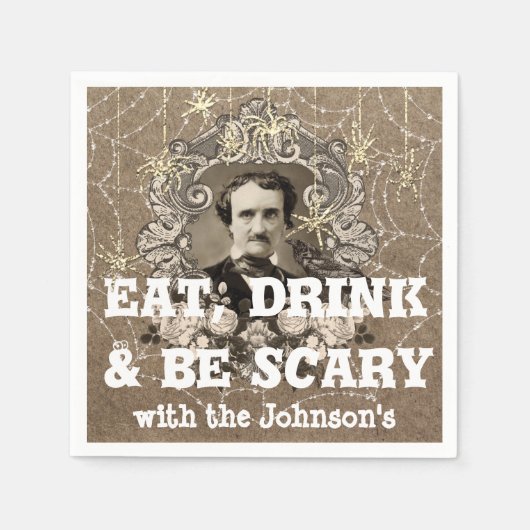 Eet Drink Enge Spin Halloween Kraft Web Horror Servet (Voorkant)