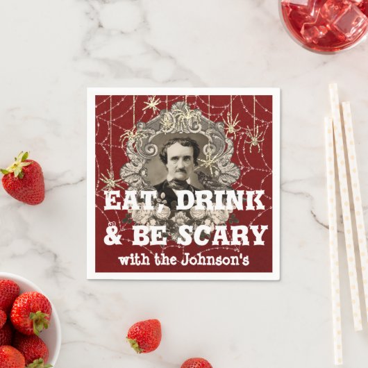 Eet Drink Enge Spin Halloween Kraft Web Rood Servet (Insitu)