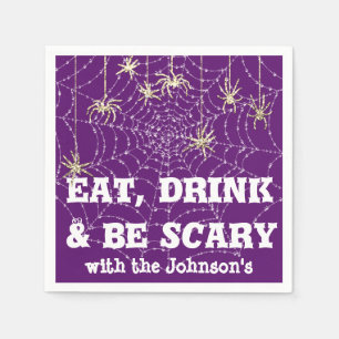 Eet Drink Enge Spin Halloween Paarse Web Gold Servet