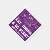 Eet Drink Enge Spin Halloween Paarse Web Gold Servet (Hoek)
