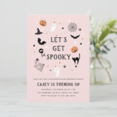 Eet drink enge verjaardag Halloween Roze Kaart (Staand voorkant)