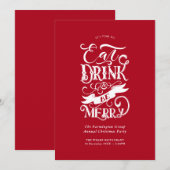 Eet Drink Feestelijke Rode Kerstvakantie Feest Kaart (Voorkant / Achterkant)
