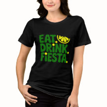 Eet Drink Fiesta Minimaal Retro T-Shirt