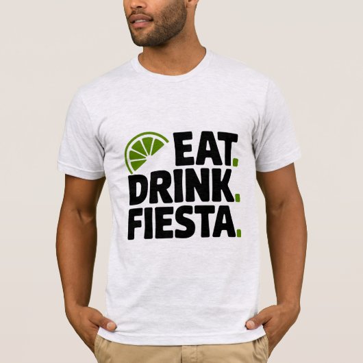 Eet Drink Fiesta Minimaal Retro T-Shirt (Voorkant)