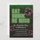 Eet Drink Ga Ierland Neon Groen Flyer Uitnodiging (Voorkant)
