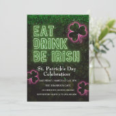 Eet Drink Ga Ierland Neon Groen Flyer Uitnodiging (Staand voorkant)