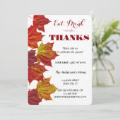 Eet Drink & Geef Bedankt Herfstbladeren Viering Kaart (Staand voorkant)