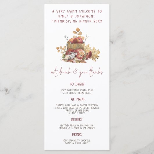 Eet Drink Geef Bedankt Muis Vriendschap Menu (Voorkant)