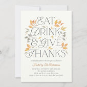 Eet Drink Geef Bedankt Thanksgiving Diner Kaart (Voorkant)