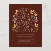 Eet Drink Geef Bedankt Thanksgiving Dinner Party Briefkaart (Voorkant)
