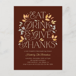 Eet Drink Geef Bedankt Thanksgiving Dinner Party Briefkaart