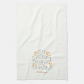 Eet Drink Geef Bedankt Thanksgiving keukenhanddoek (Verticaal)