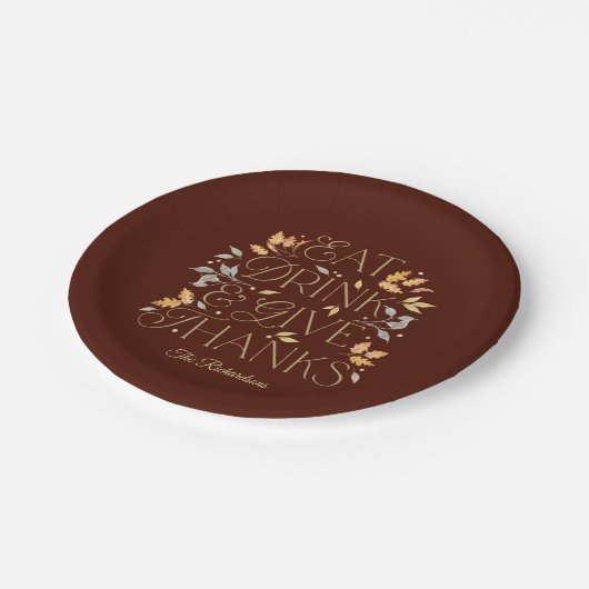 Eet Drink Geef Bedankt Thanksgiving Party Borden Papieren Bordje (Gekanteld)
