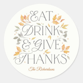 Eet Drink Geef Bedankt Thanksgiving Party Stickers