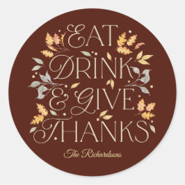 Eet Drink Geef Bedankt Thanksgiving Party Stickers