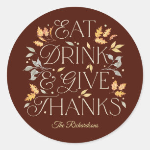 Eet Drink Geef Bedankt Thanksgiving Party Stickers