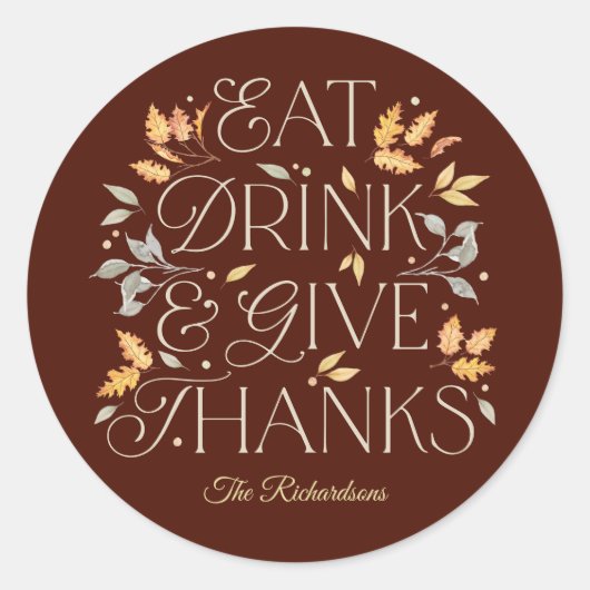 Eet Drink Geef Bedankt Thanksgiving Party Stickers (Voorkant)