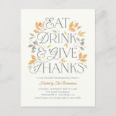 Eet Drink Geef Dank Thanksgiving Dinerfeest Briefkaart (Voorkant)