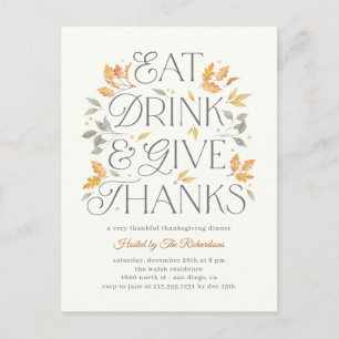 Eet Drink Geef Dank Thanksgiving Dinerfeest Briefkaart