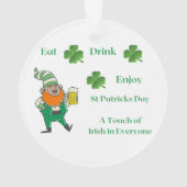 Eet, Drink, geniet op een prettige St. Patricks Da Ornament (achterkant)