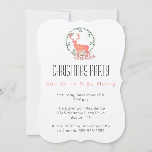 Eet Drink Geniet Reindeer Kerstfeest Kaart (Voorkant)