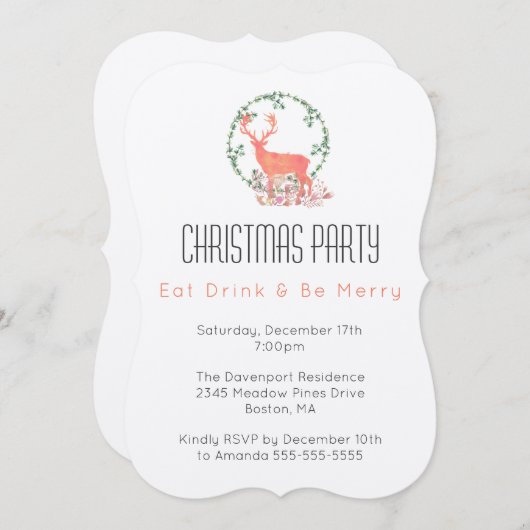 Eet Drink Geniet Reindeer Kerstfeest Kaart (Voorkant / Achterkant)