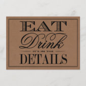 Eet, Drink & Get Getrouwd Rustieke Kraft Trouwkaar Informatiekaartje (Voorkant)