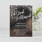 Eet, Drink & Get Getrouwd Wijnvat en Lichten Kaart (Staand voorkant)