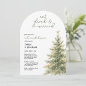 Eet Drink Getrouwd Boog Kerst Proefbruiloftsdiner  Kaart (Staand voorkant)