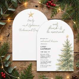 Eet Drink Getrouwd Boog Kerst Proefbruiloftsdiner Kaart