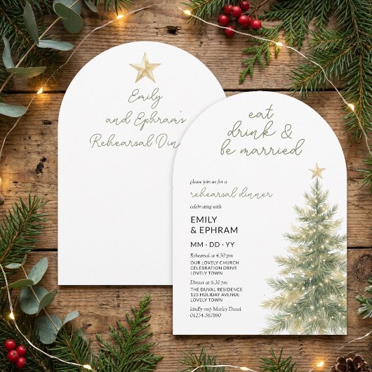 Eet Drink Getrouwd Boog Kerst Proefbruiloftsdiner  Kaart