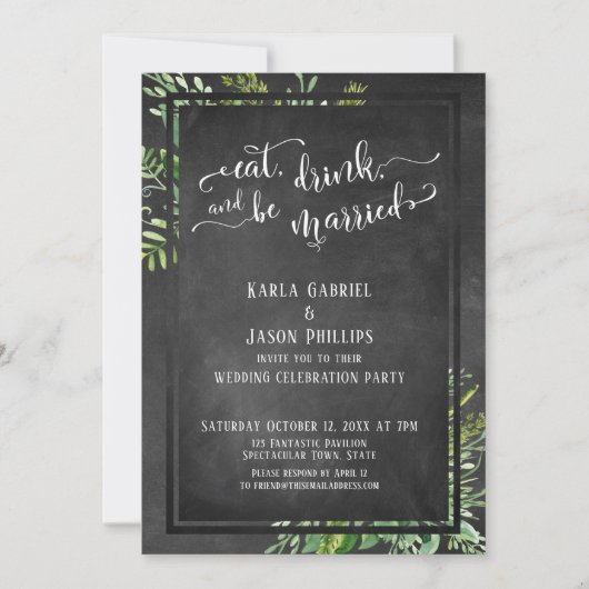 Eet, Drink & Getrouwd Groene decoratie & Schoolbor Kaart (Voorkant)