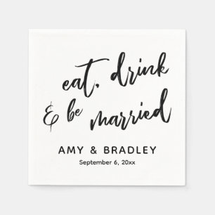 Eet, Drink & Getrouwd Handgeschreven Typografie Servet