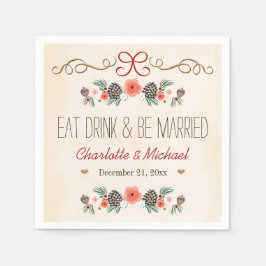 Eet Drink Getrouwd Winter Pine Cone Wedding Servet