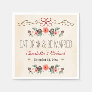 Eet Drink Getrouwd Winter Pine Cone Wedding Servet