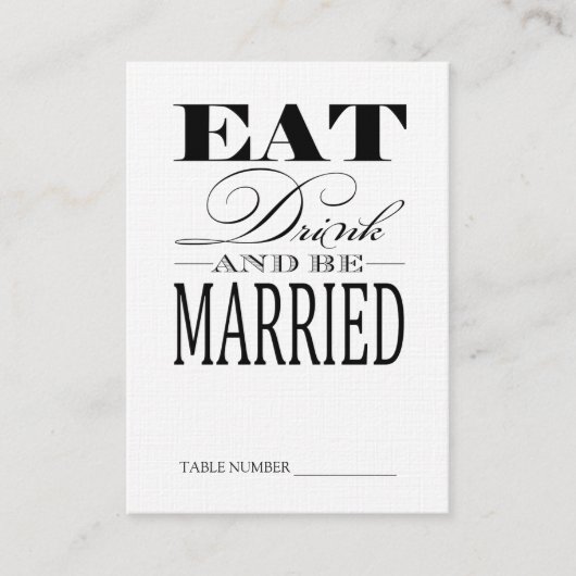 Eet Drink & getrouwd zijn, linnen tafel nummer Kaa Plaatskaartje (Voorkant)