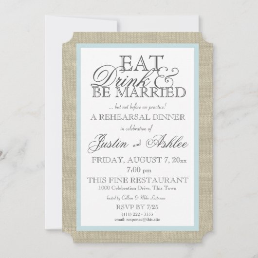 Eet Drink getrouwde repetitie diner Kaart (Voorkant)